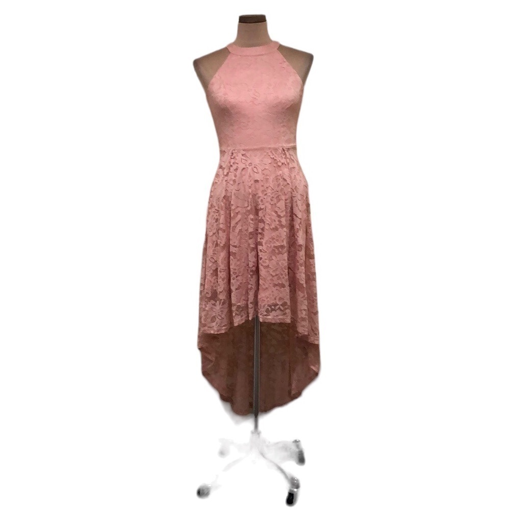 DressyStar Hi Low Hem Dress Size XS Blush Pink Floral Lace
